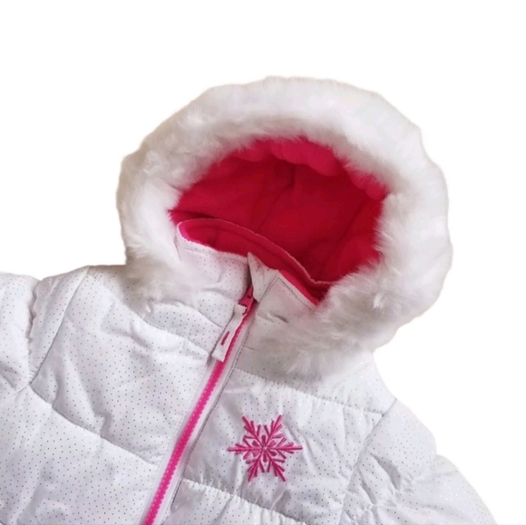Protection System Girls Hooded Parka Puffer Jacket 12 Months White Sparkle. - Picture 4 of 8